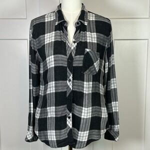 Rails Hunter Black & White Plaid Flannel Long Sleeve Button Up - Women's SMALL